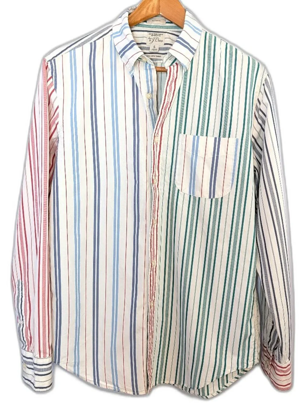 J. Crew Men's | Secret Wash Organic Cotton Multicolor Stripe Button Down Small